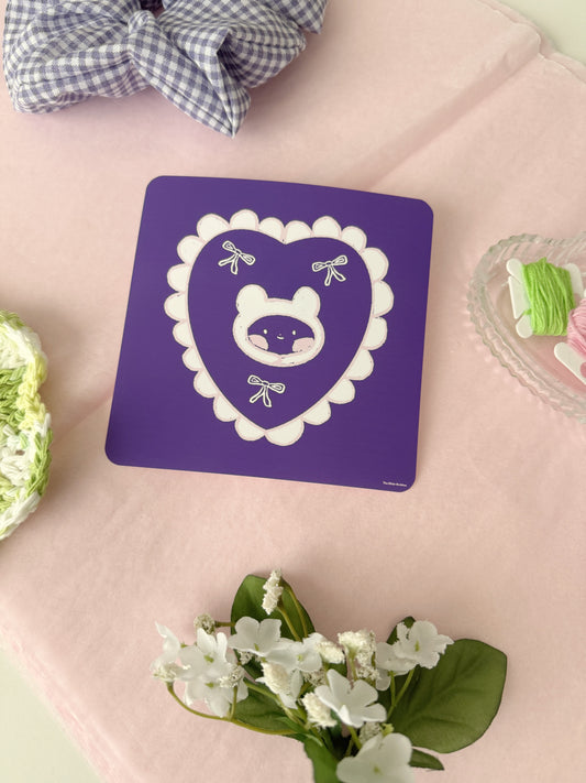 Bear Bow Doily Art Print