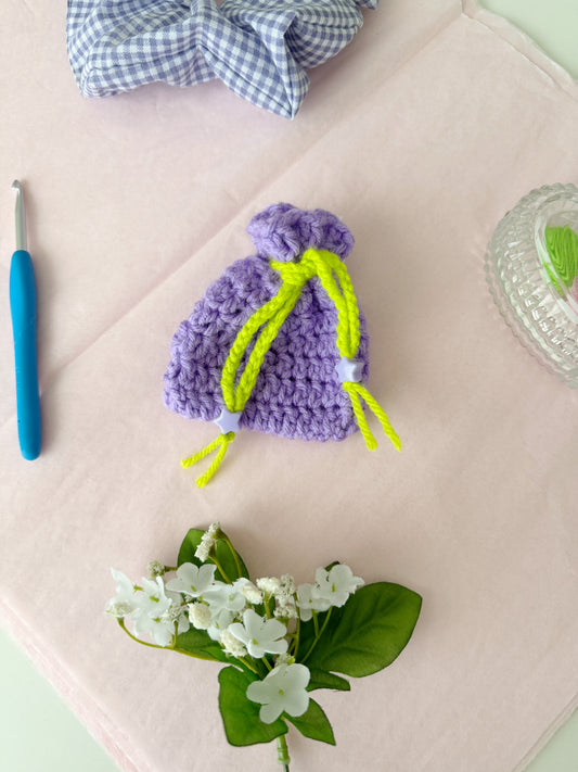 Purple Green Crochet Pouch