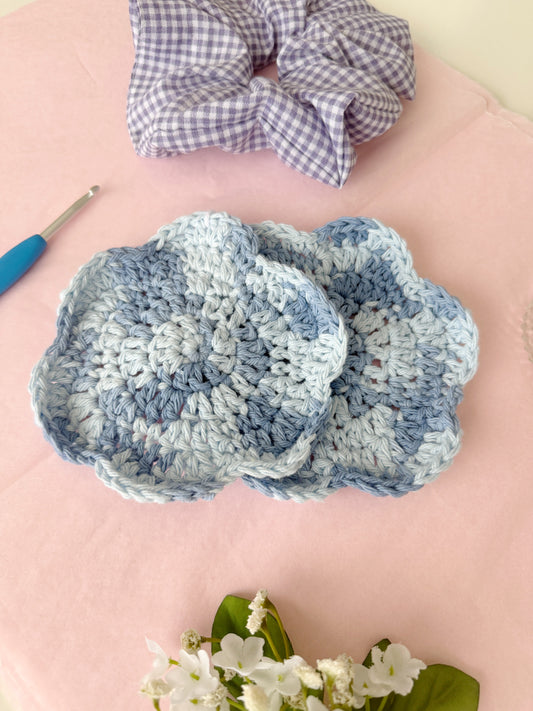 Blue Crochet Coasters (Set of 2)