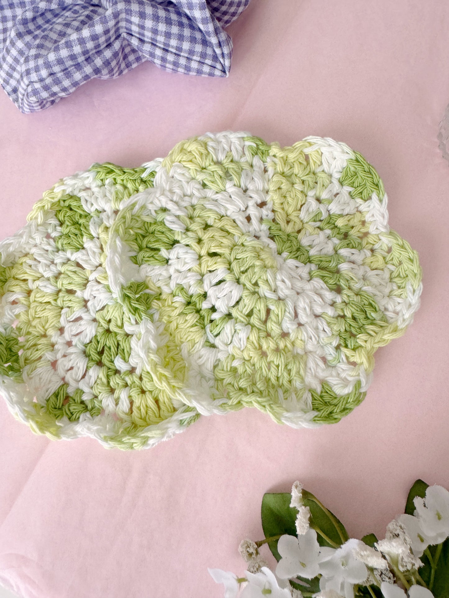 Green Crochet Coasters (Set of 2)