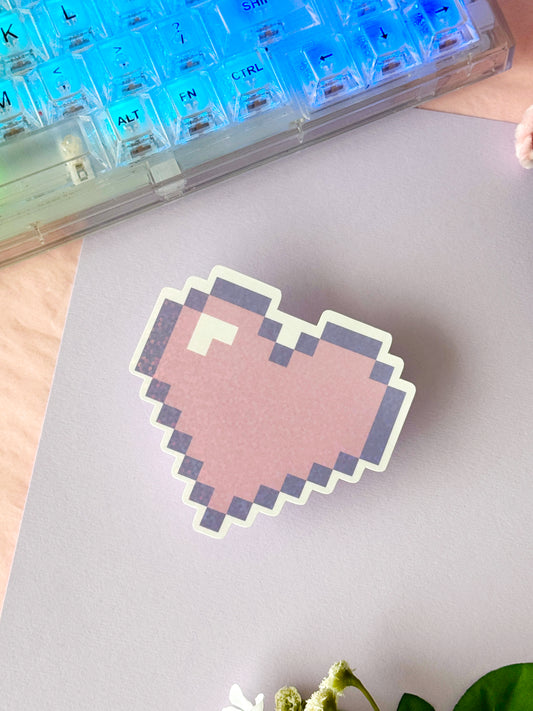 Pixel Heart Holographic Vinyl Sticker