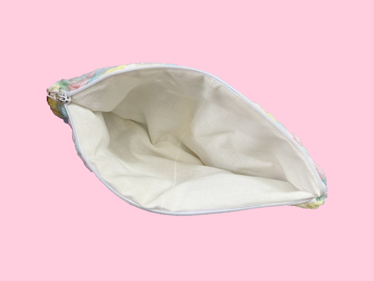 Crochet Pencil Case Pouch Zipper - Pastel Rainbow