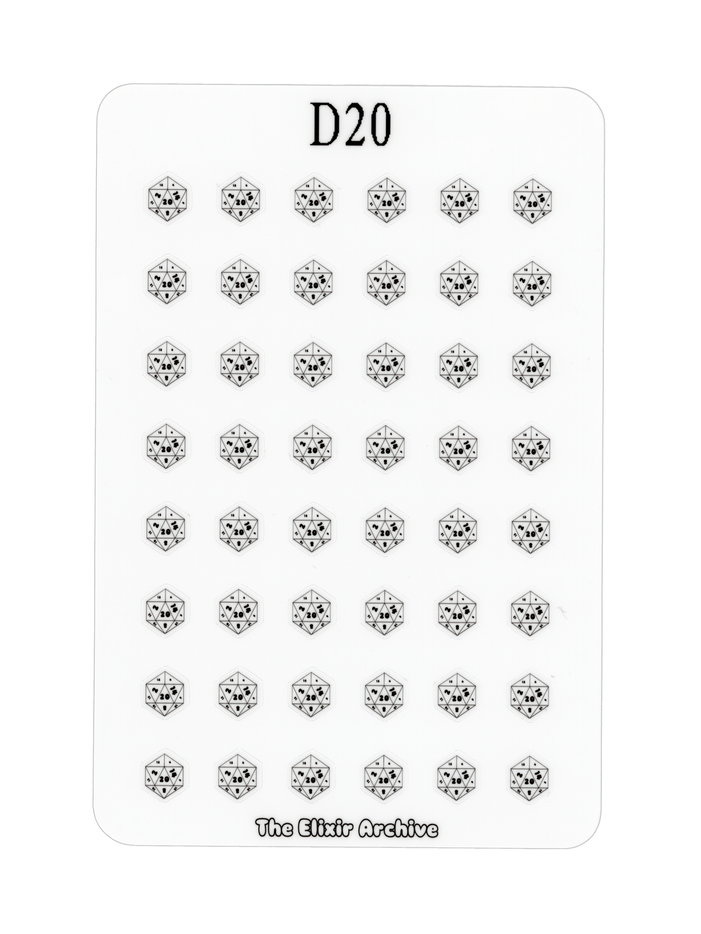 D20 Dice Sticker Sheet