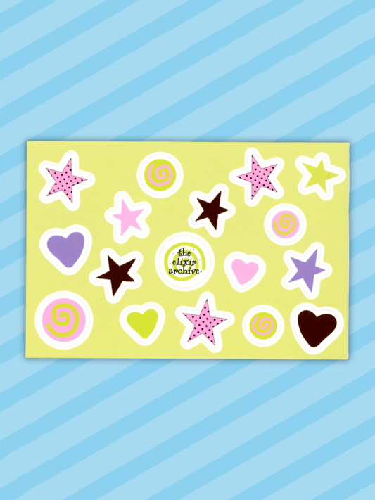 Stars, Hearts, & Spiral Sticker Sheet