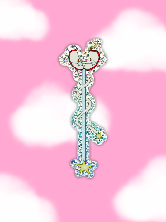 Glitter Apple Fantasy Staff Sticker