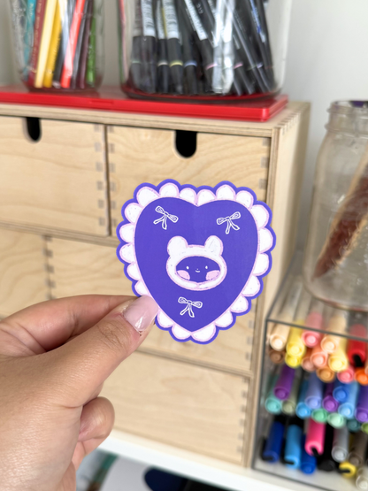 Bear Bow Doily Vinyl Sticker