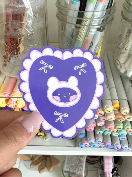Bear Bow Doily Vinyl Sticker