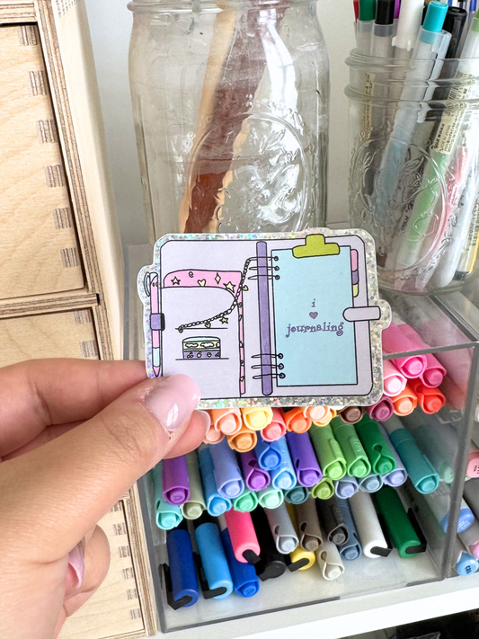 I Love Journaling Glitter Sticker