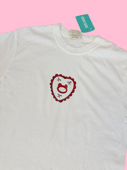 Bear Bow Doily White T-Shirt - Kawaii Tee - Cute Top