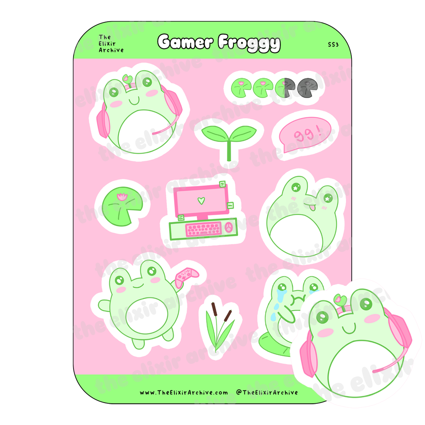 Gamer Froggy Sticker Sheet | Gaming Deco | Planner Stickers Bullet Journal Stickers | SS3