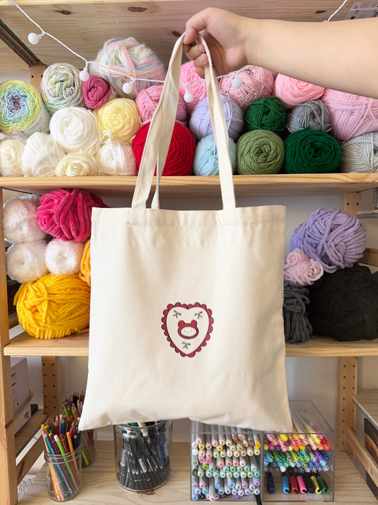 Bear Bow Doily Tote Bag