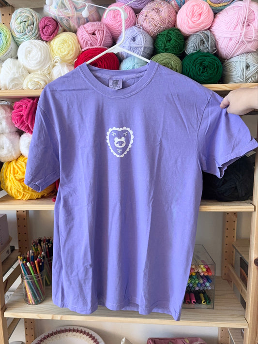 Bear Bow Doily Purple Kawaii T-Shirt