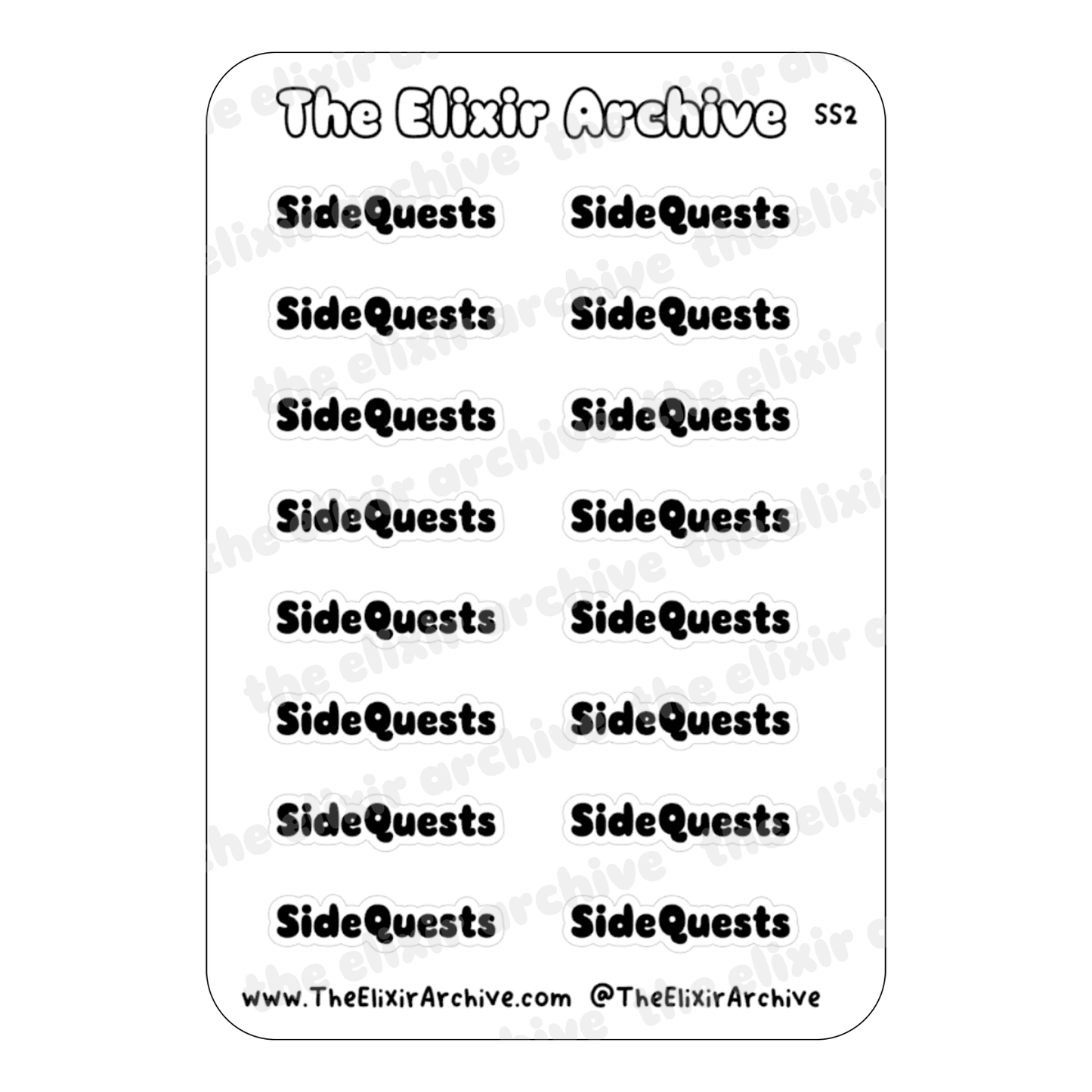 Side Quests Sticker Sheet | Gaming Headers | Planner Stickers Bullet Journal Stickers | SS2