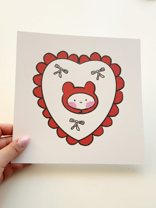 Bear Bow Doily Art Print