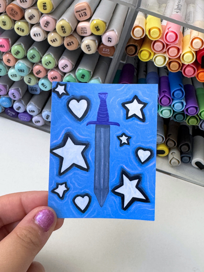 Sword, Stars, and Hearts Vinyl Sticker